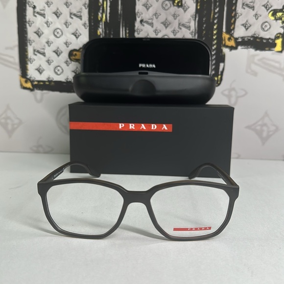 💯 Authentic-Prada Linea Rossa Demo Geometric Men's Eyeglasses PS 03MV 5641O1 53. - Picture 4 of 11